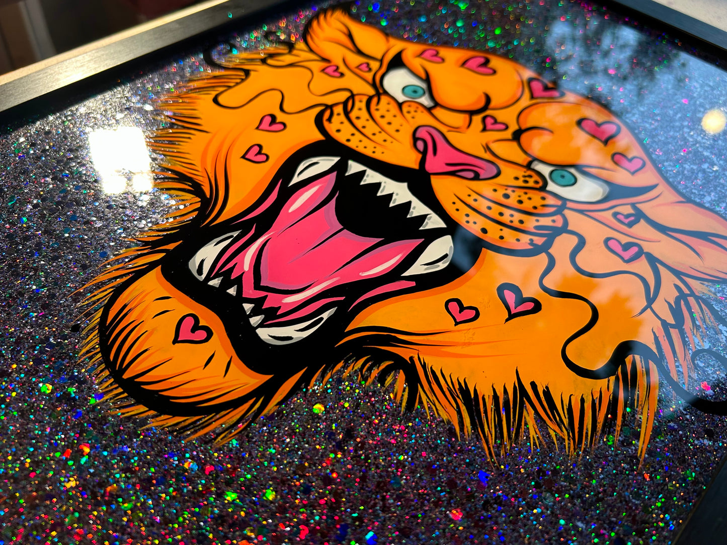 Love Heart Leopard #2, Reverse Glass Painting