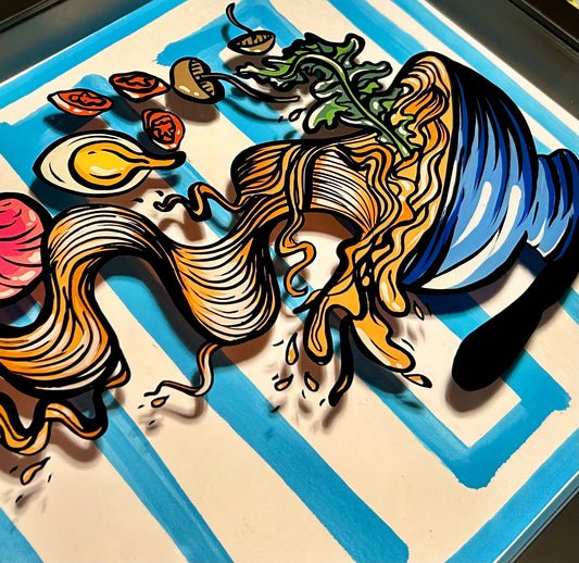 Don't cry over spilt Ramen, Reverse Glass Painting