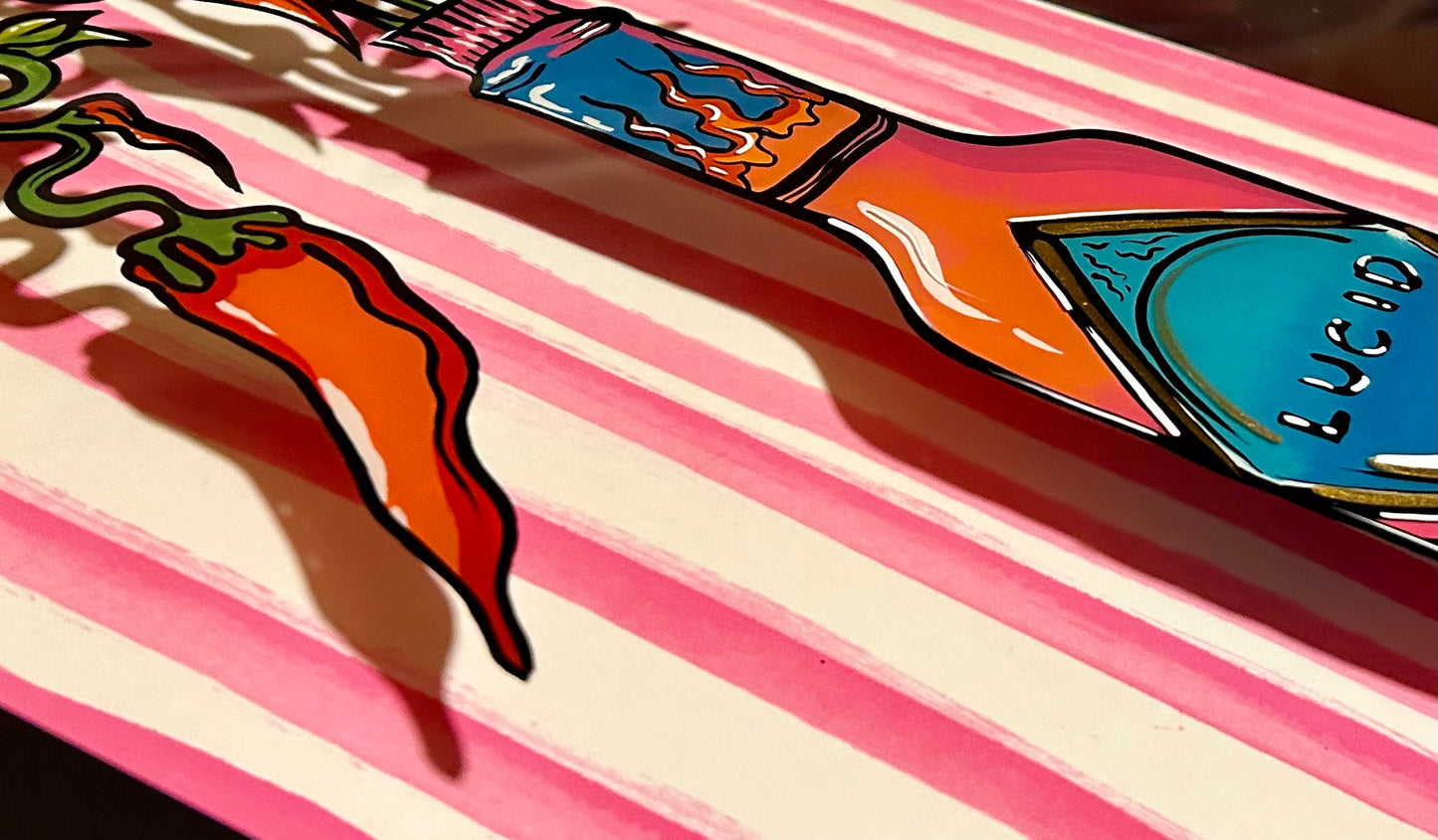 Chilli Bottle, Reverse Glass Painting