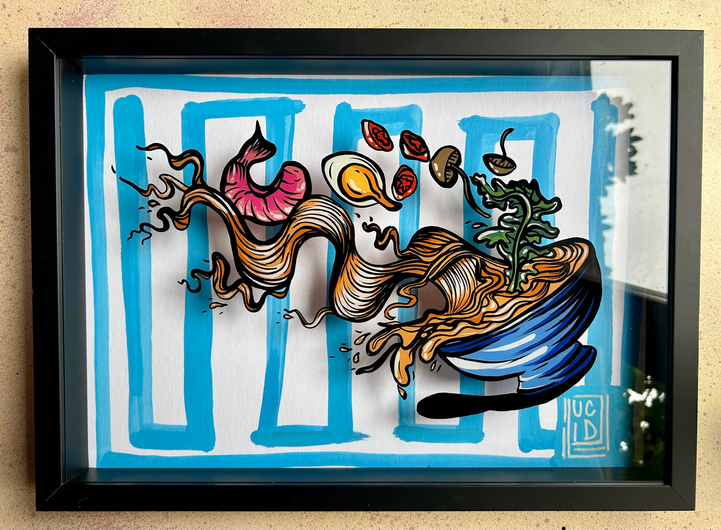 Don't cry over spilt Ramen, Reverse Glass Painting