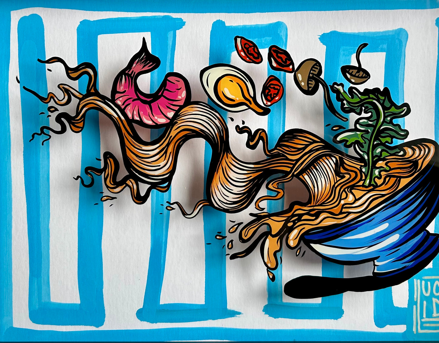 Don't cry over spilt Ramen, Reverse Glass Painting