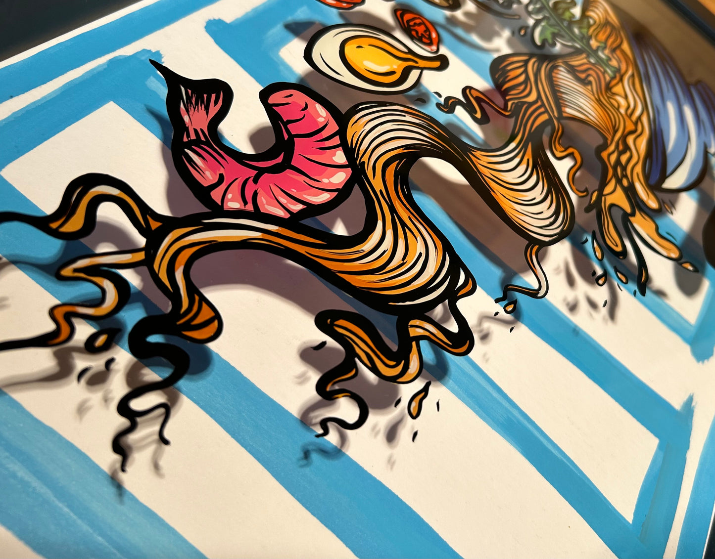 Don't cry over spilt Ramen, Reverse Glass Painting