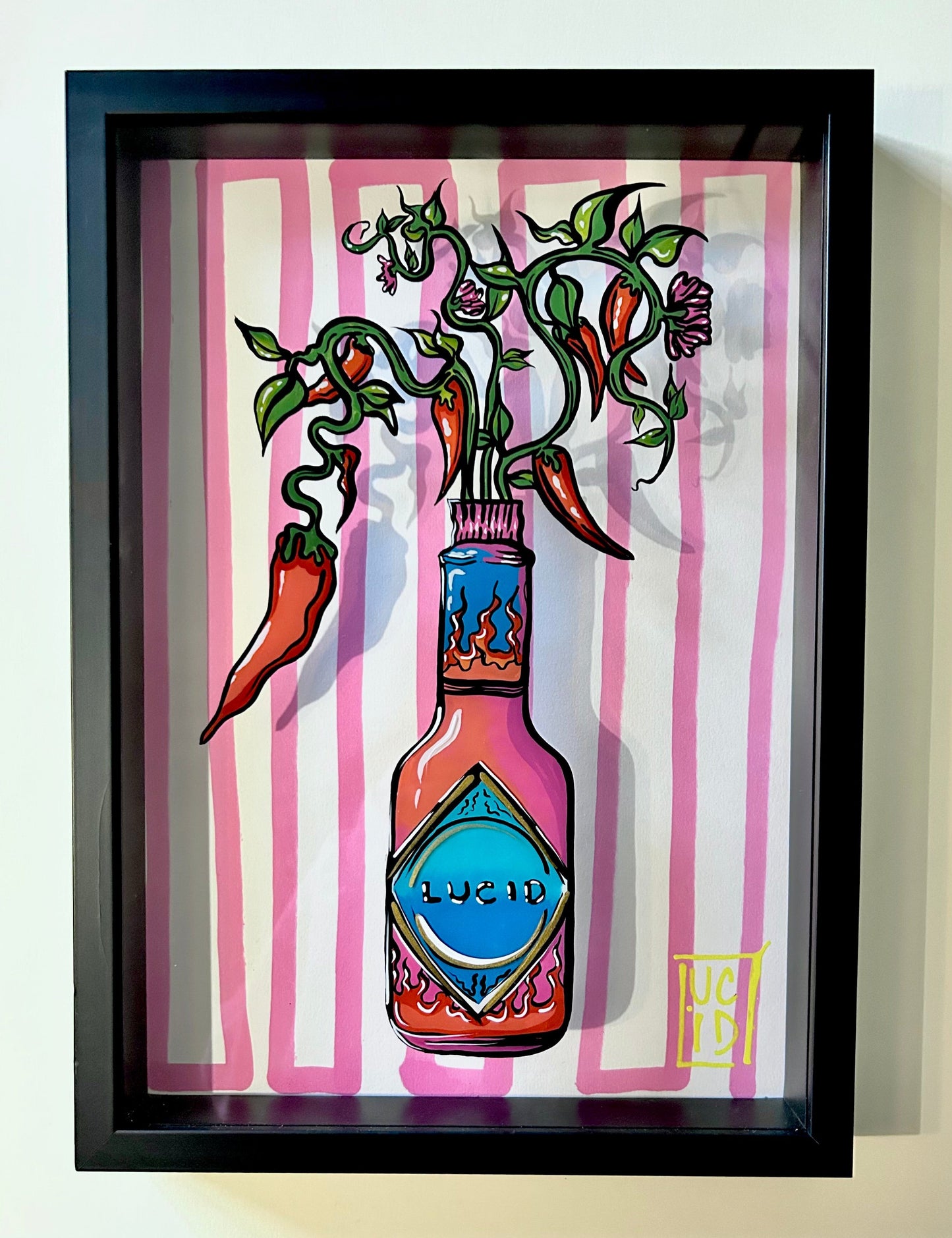 Chilli Bottle, Reverse Glass Painting
