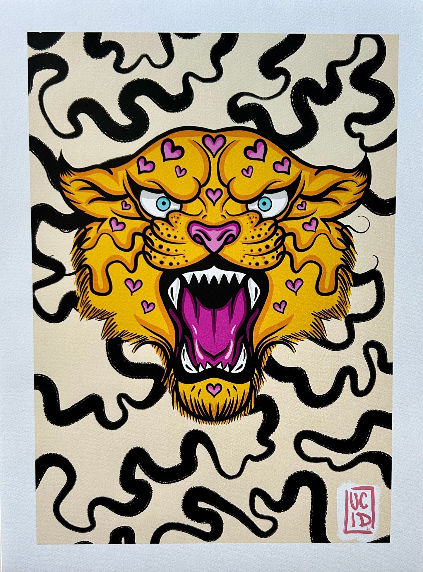 Love Heart Leopard Giclée Print