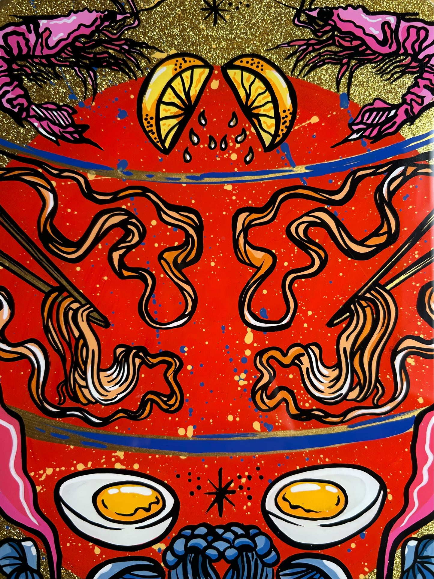 Ramen Vase, Reverse Glass painting