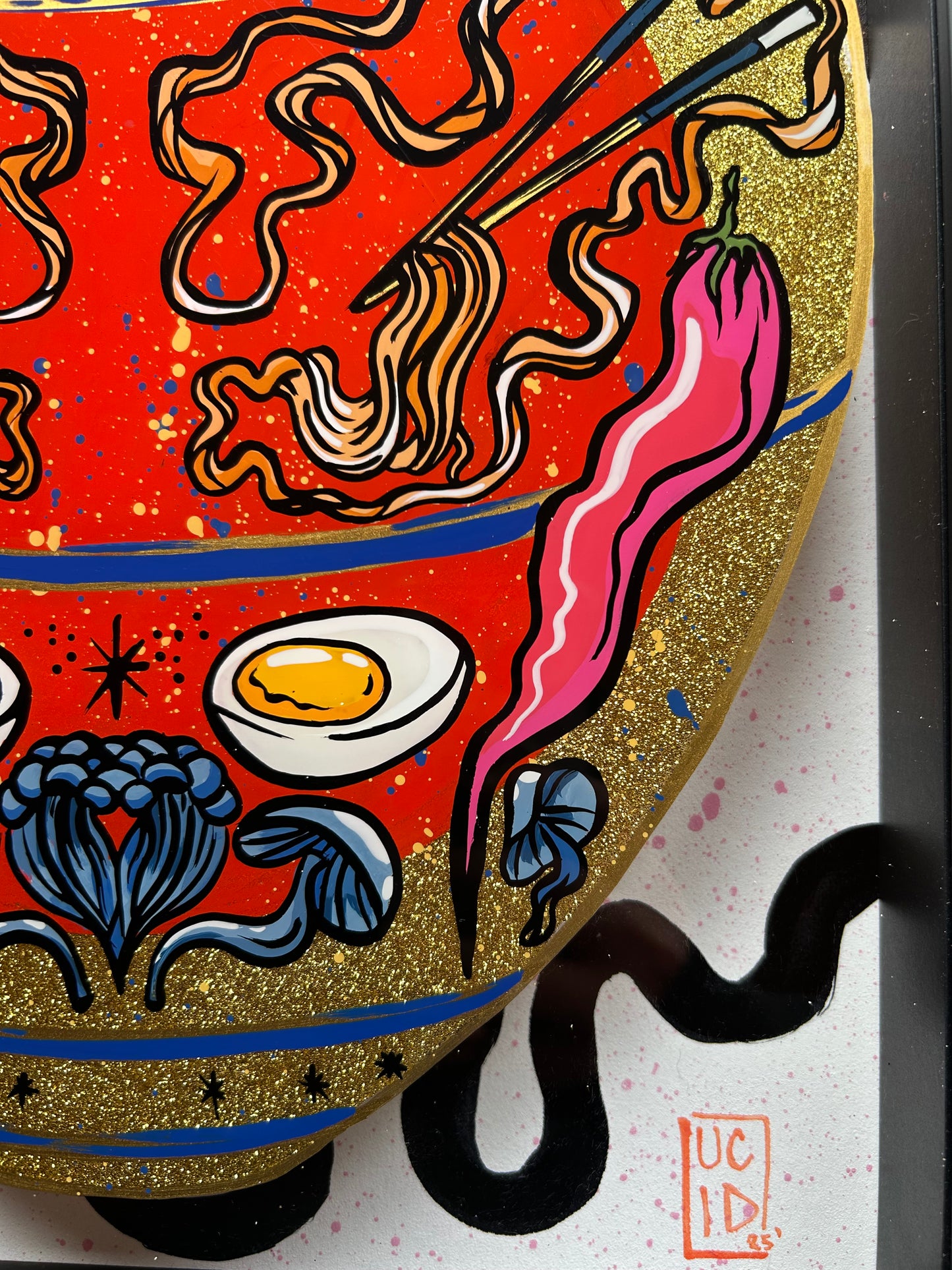 Ramen Vase, Reverse Glass painting