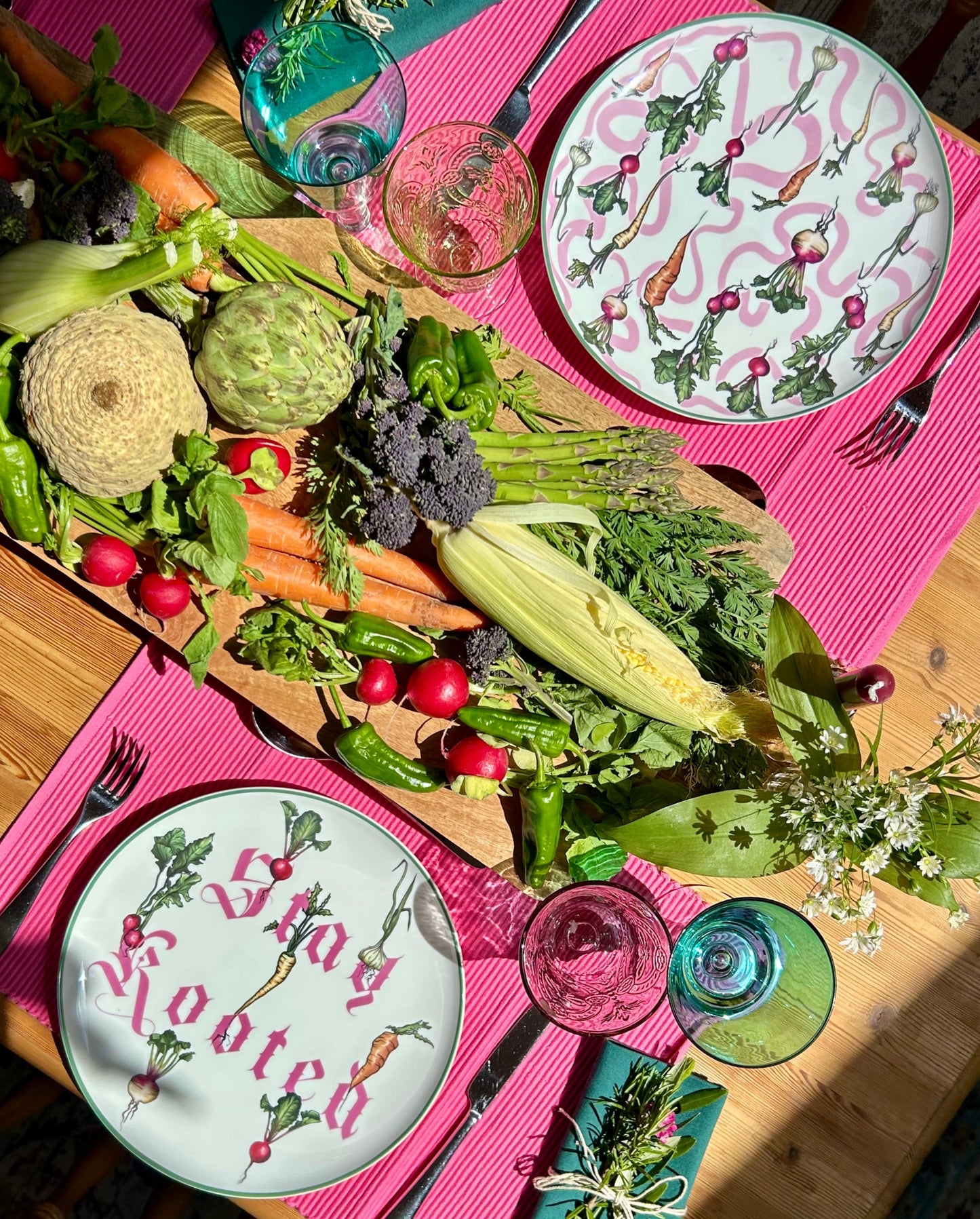 Stay Rooted Duo, Set of Two Bone China Plates
