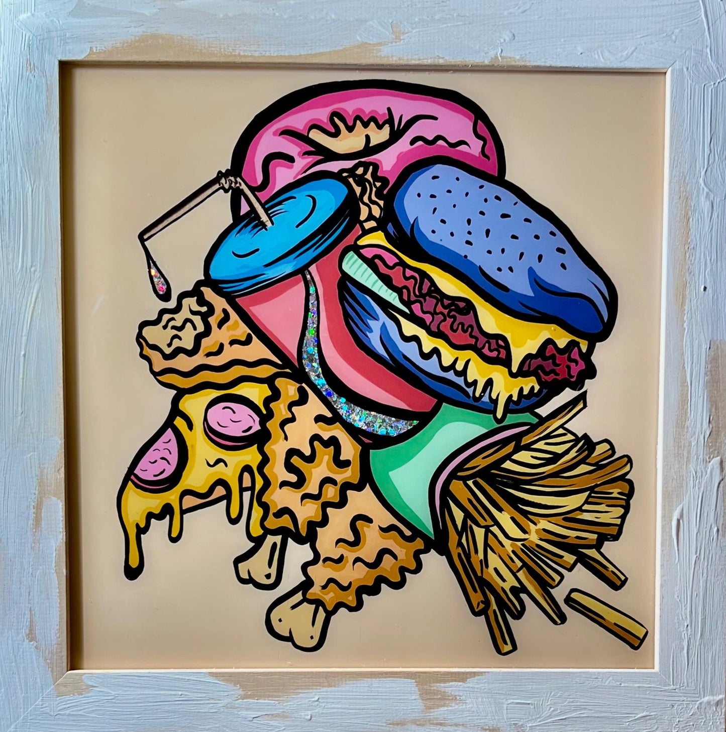 Fast Food, Reverse Glass Painting