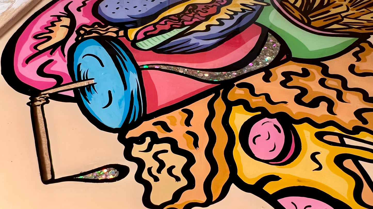 Fast Food, Reverse Glass Painting