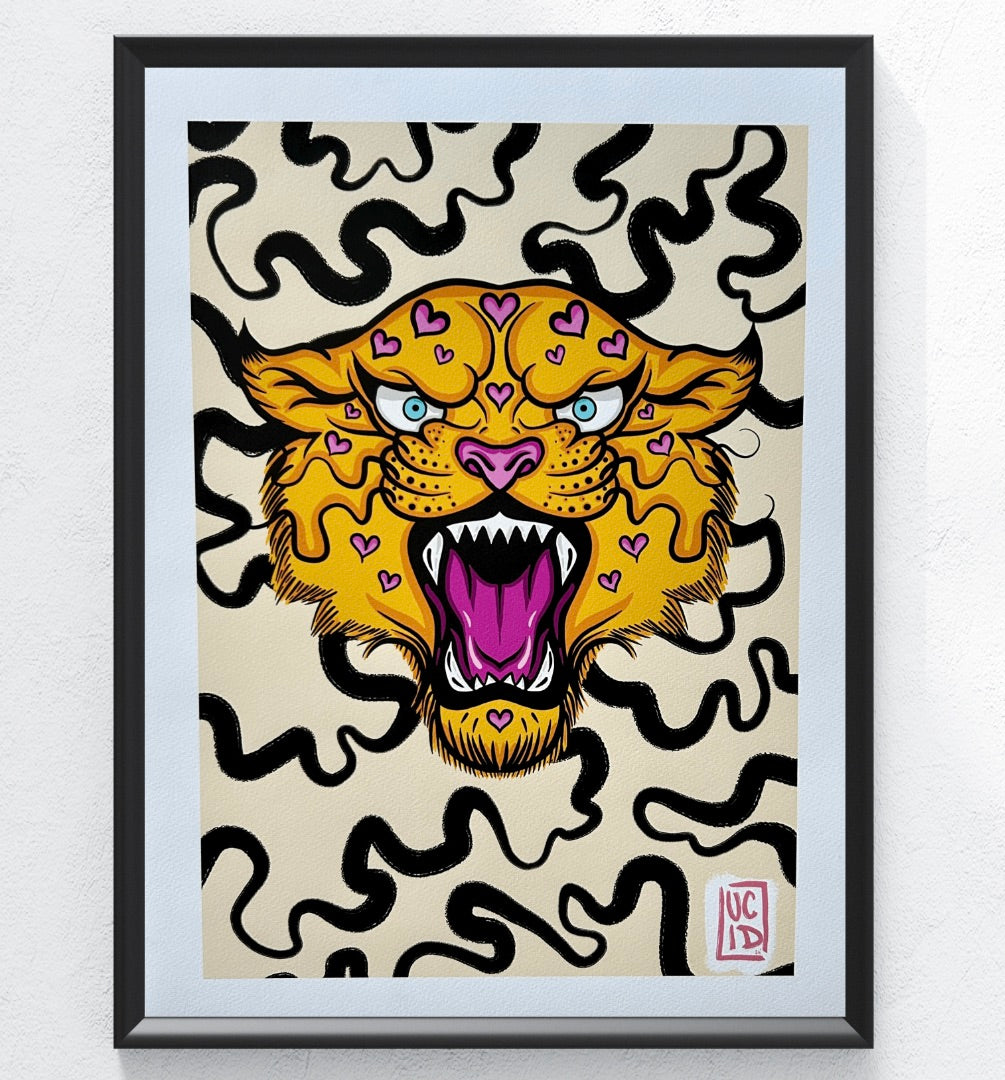 Love Heart Leopard Giclée Print