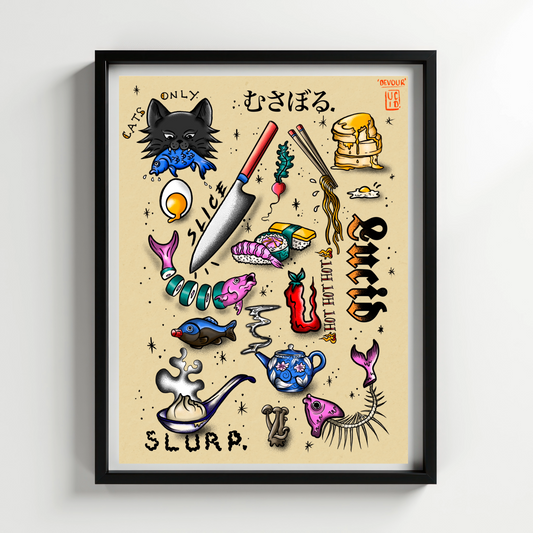 Japanese Food Flash Print in Colour