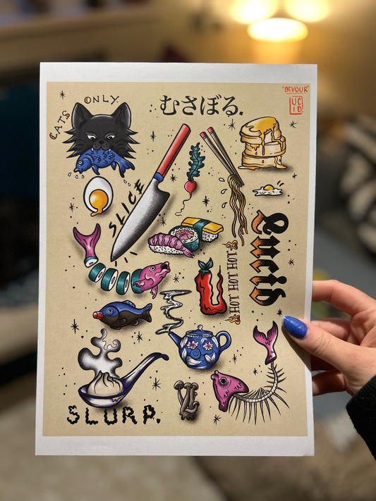 Japanese Food Flash Print in Colour