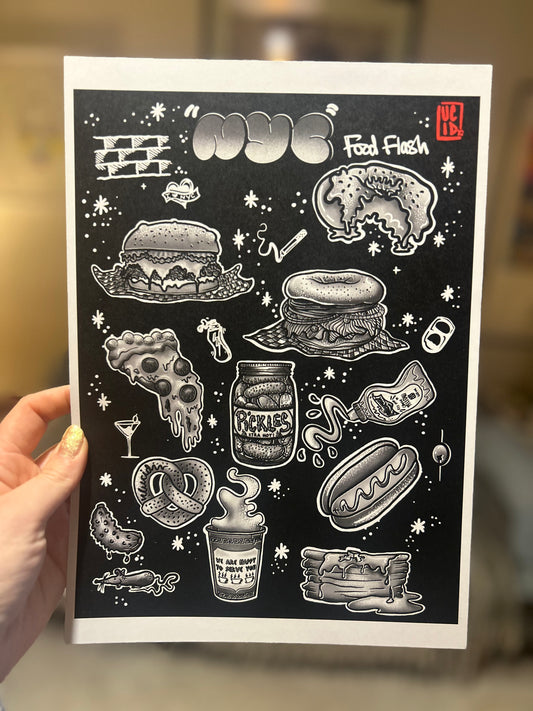 NYC Food Flash in Black & White