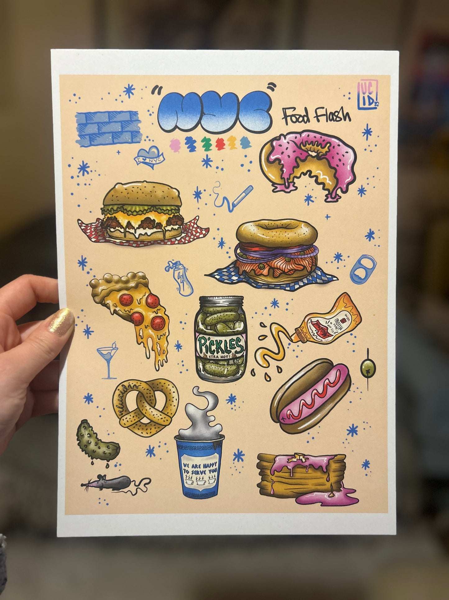 NYC Food Flash Print in Colour