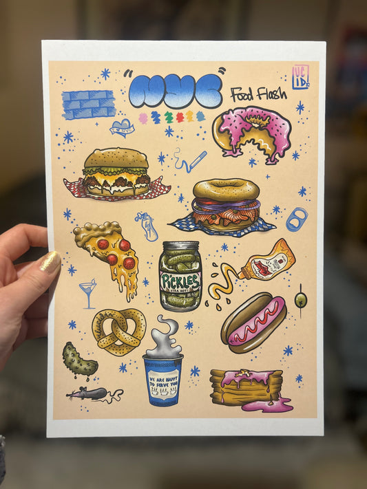 NYC Food Flash Print in Colour