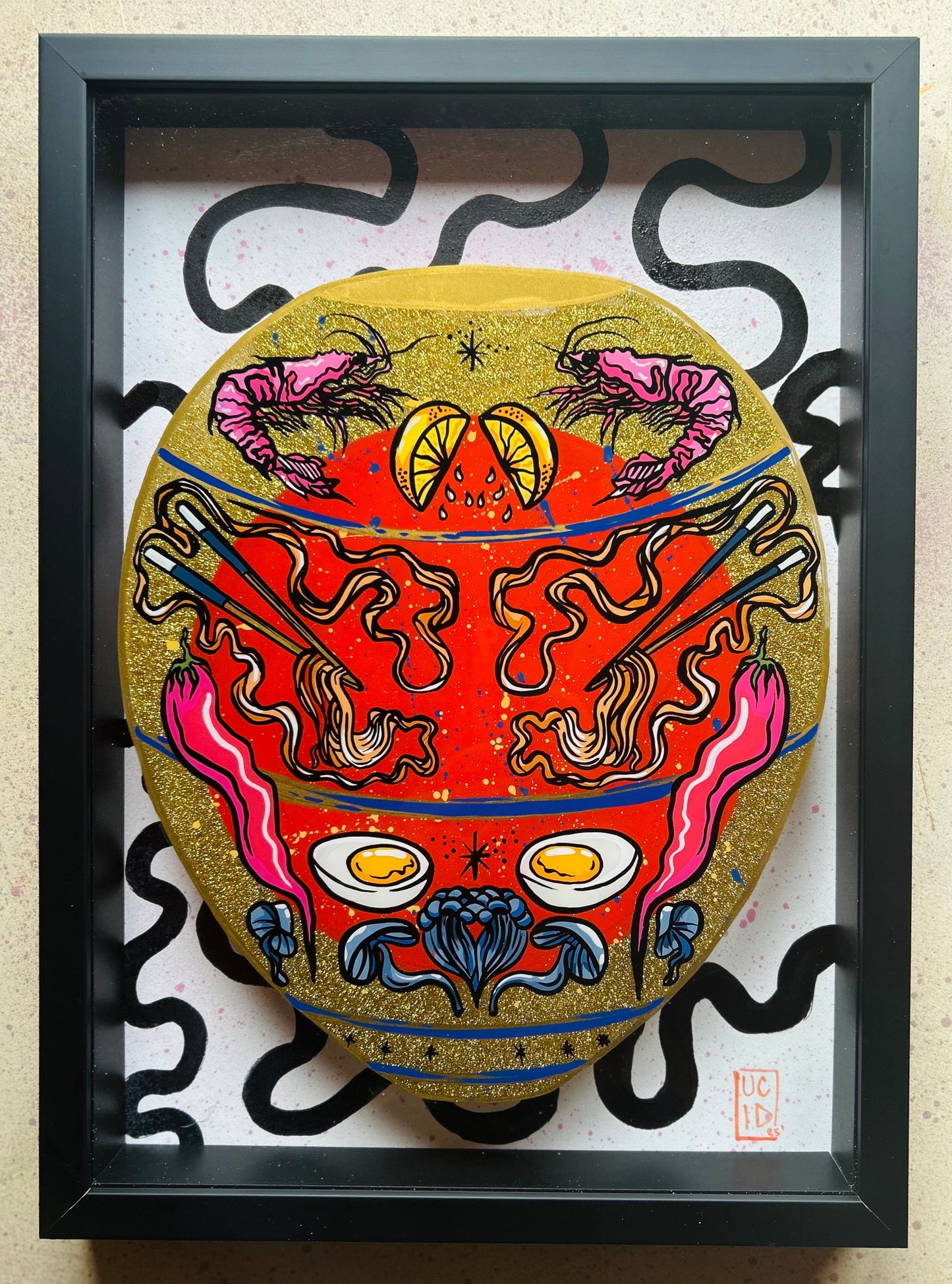 Ramen Vase, Reverse Glass painting