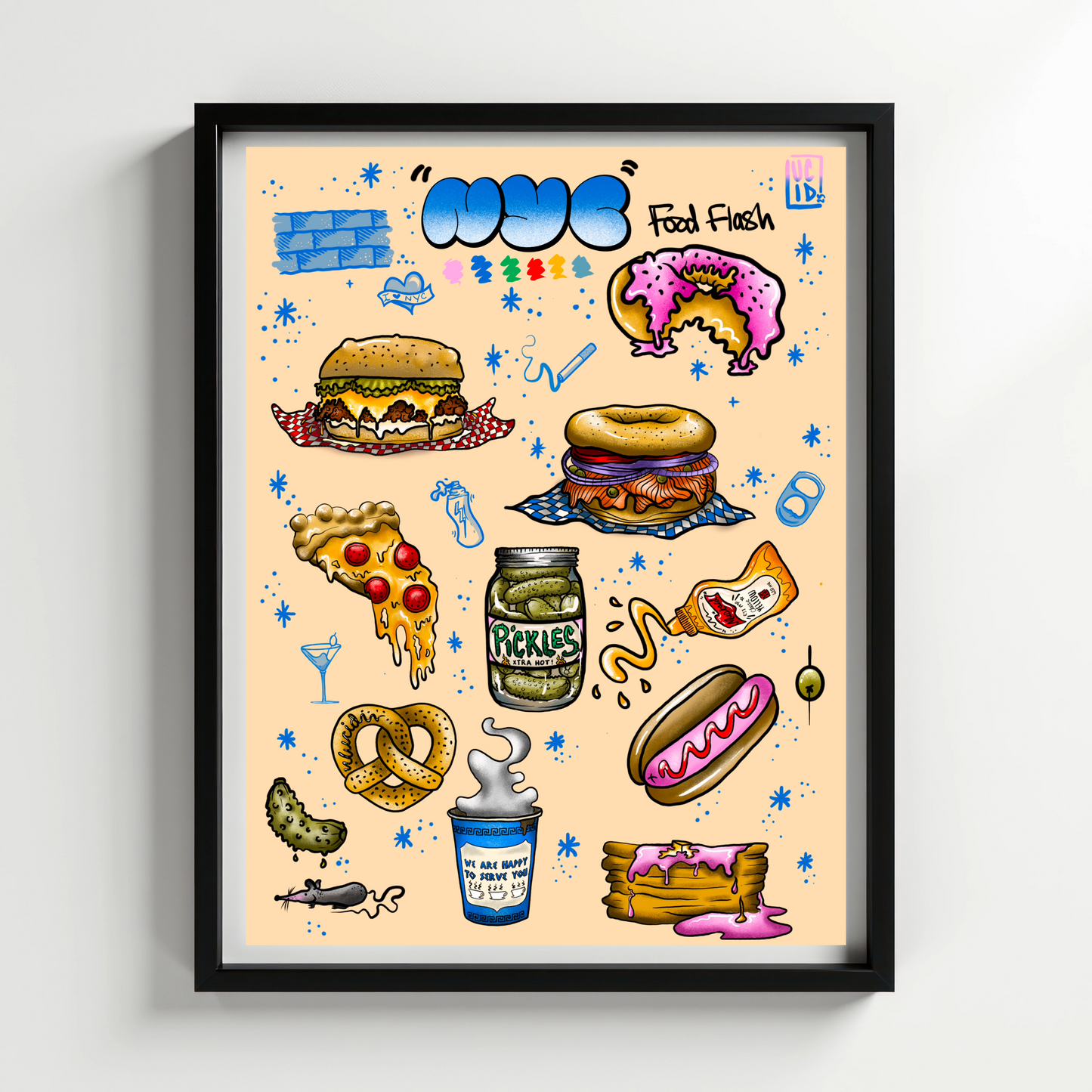NYC Food Flash Print in Colour